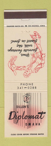 Matchbook Cover - Dillon's Diplomat Omaha NE Hotel