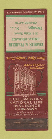 Matchbook Cover - Charles Franklin Insurance Orange NJ WEAR