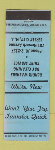 Matchbook Cover - Bendix Washing Machines Clothes Cleaning Jersey City NJ BLUE