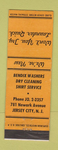 Matchbook Cover - Bendix Washing Machines Clothes Cleaning Jersey City NJ YELLOW