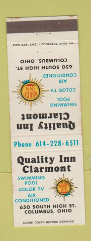 Matchbook Cover - Quality Inn Clarmont Columbus OH