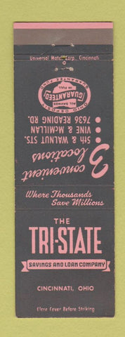 Matchbook Cover - Tri State Savings and Loan Cincinnati OH