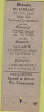 Matchbook Cover - Bennett Bros Restaaurants Denver CO