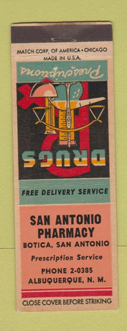 Matchbook Cover - San Antonio Pharmacy Drug Albuquerque NM