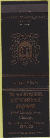 Matchbook Cover - Waldner Funeral Home Chicago IL ambulance