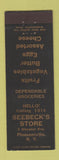 Matchbook Cover - Seebeck's Store Pleasantville NY grocery low phone #
