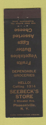 Matchbook Cover - Seebeck's Store Pleasantville NY grocery low phone #