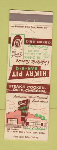 Matchbook Cover - Hik'ry Pit BBQ Oklahoma City OK