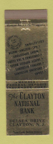 Matchbook Cover - Clayton National Bank NJ WEAR