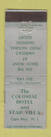 Matchbook Cover - Colonial Hotel Star Villa Cape May NJ WEAR