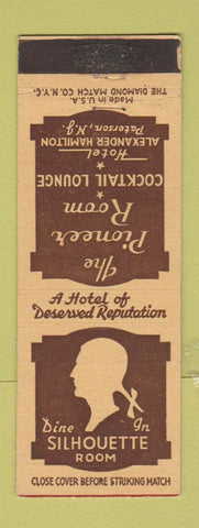 Matchbook Cover - Pioneer Room Hotel Alexander Hamilton Paterson NJ
