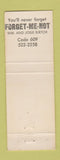 Matchbook Cover - Forget Me Not Restaurant  Wildwood Crest NJ