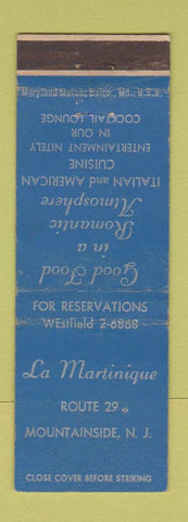 Matchbook Cover - La Martinique Mountainside NJ Italian