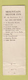 Matchbook Cover - Mountain Motor Inn Rockaway NJ WORN