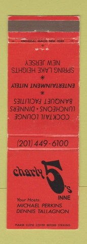 Matchbook Cover - Charly 5's Inne Spring Lake Heights NJ WEAR