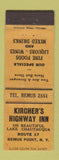 Matchbook Cover - Kircher's Highway Inn Bemus Point NY low phone # WEAR