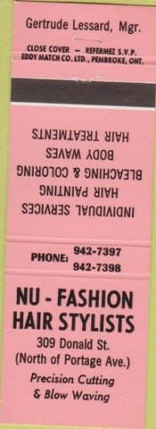 Matchbook Cover - Nu Fashion Hair Stylists Ontario