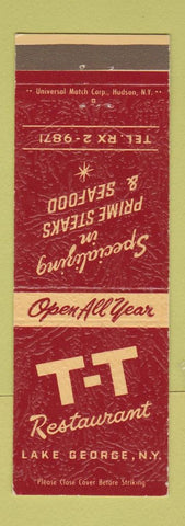 Matchbook Cover - TT Restaurant Lake George NY