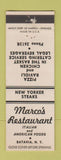 Matchbook Cover - Marco's Restaurant Italian Batavia NY