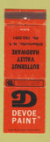 Matchbook Cover - Devoe Paint Butternut Valley Hardward Gilbertsville NY