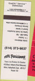 Matchbook Cover - Motel Parisienne Nitro Valleyfield QC