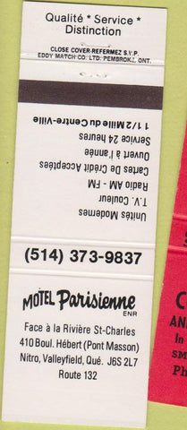 Matchbook Cover - Motel Parisienne Nitro Valleyfield QC