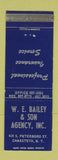 Matchbook Cover - WE Bailey Insurance Canastota NY