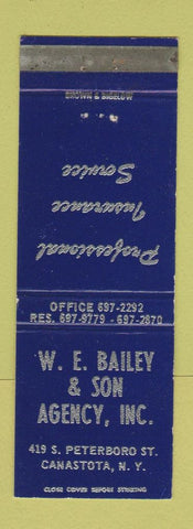 Matchbook Cover - WE Bailey Insurance Canastota NY