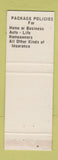 Matchbook Cover - WE Bailey Insurance Canastota NY