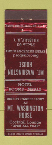 Matchbook Cover - Mount Washington House Hillsdale NY low phone # WEAR