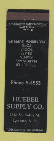 Matchbook Cover - Hueber Supply Syracuse NY