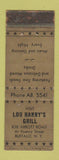 Matchbook Cover - Lou Hanny's Grill Buffalo NY WORN