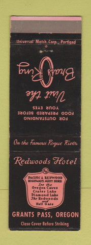 Matchbook Cover - Redwoods Hotel Grants Pass OR