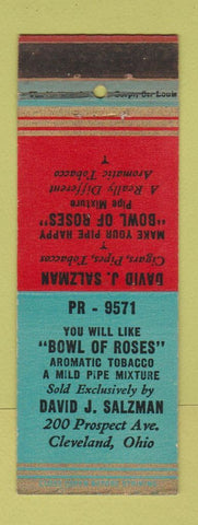 Matchbook Cover - David Salzman Tobacco Cleveland OH WEAR