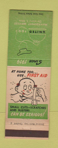 Matchbook Cover - United Food Cleveland OH First Aid safety