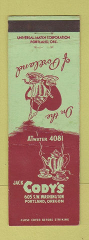 Matchbook Cover - Jack Cody's Restaurant Portalnd OR WEAR