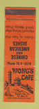 Matchbook Cover - Wong's Cafe Chinese Klamath Falls OR