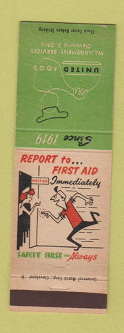 Matchbook Cover - United Food Cleveland OH safety first aid
