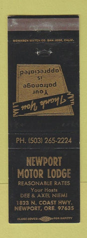 Matchbook Cover - Newport Motor Lodge Newport OR
