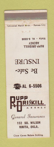 Matchbook Cover - Rupp Driskill Insurance Vinita OK
