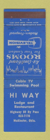 Matchbook Cover - Hi Way Lodge motel McAlester OK