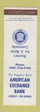 Matchbook Cover - American Exchange Bank Lindsay OK