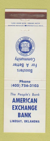 Matchbook Cover - American Exchange Bank Lindsay OK