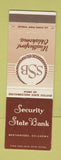 Matchbook Cover - Security State Bank Weatherford OK