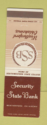 Matchbook Cover - Security State Bank Weatherford OK