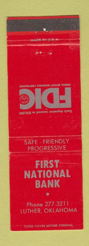 Matchbook Cover - First National Bank Luther OK