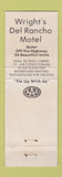 Matchbook Cover - Wright's Del Rancho Motel Lake Delton WI WEAR