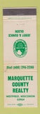 Matchbook Cover - Marquette County Real Estate Westfield WI WEAR