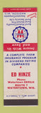 Matchbook Cover - Rural Mutual Insurance Madison WI Ed Hinze Watertown