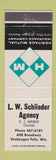 Matchbook Cover - LW Schileder Insurance Agency Sheboygan Falls WI